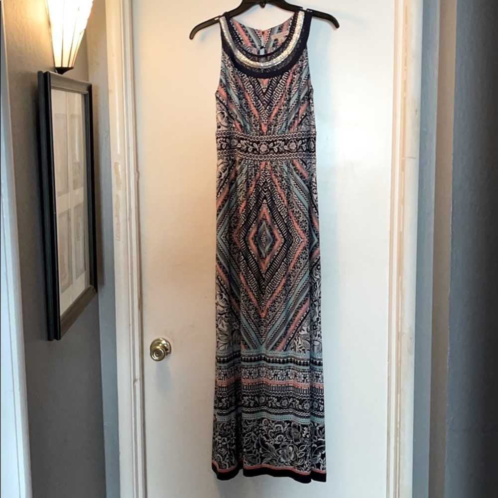 Long Dress W/Embellishment At Neckline